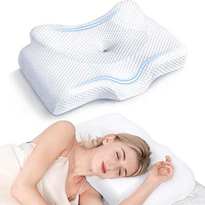 Cervical Pillow for Neck Pain Relief, Hollow Design Odorless Memory Foam Pillows with Cooling Case, Adjustable Orthopedic Bed Pillow for Sleeping, Contour Support for Side Back Sleepers